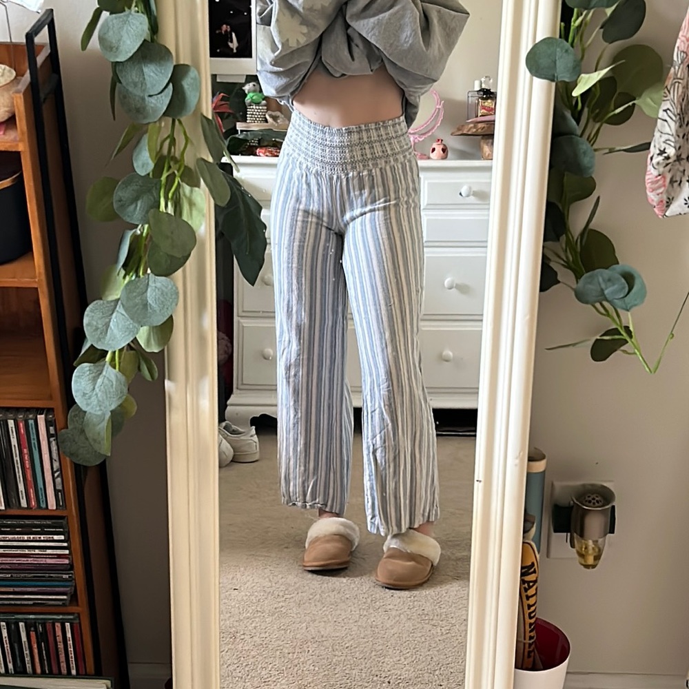 High/mid rise rewash flowy wide leg pants